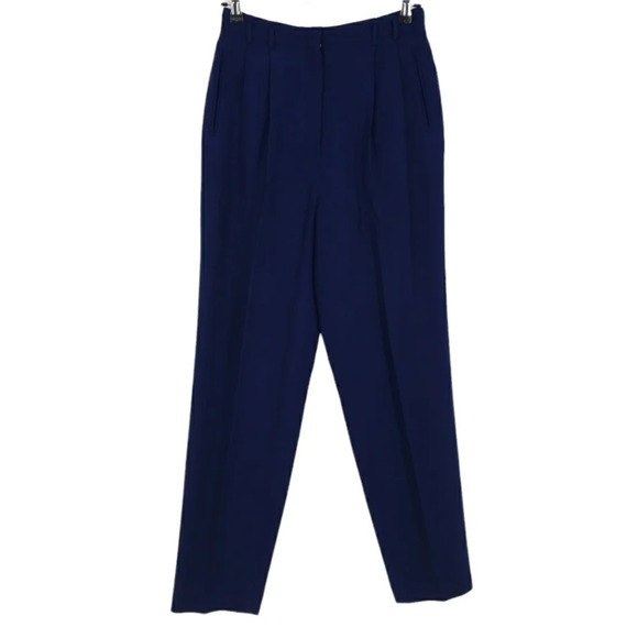 Vintage Gianni Pants Navy Wool High Rise Pleated Career Slacks Trousers - Picture 1 of 4